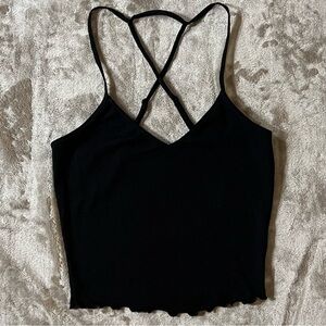 BOZZOLO BLACK STRAPPY CROP TOP